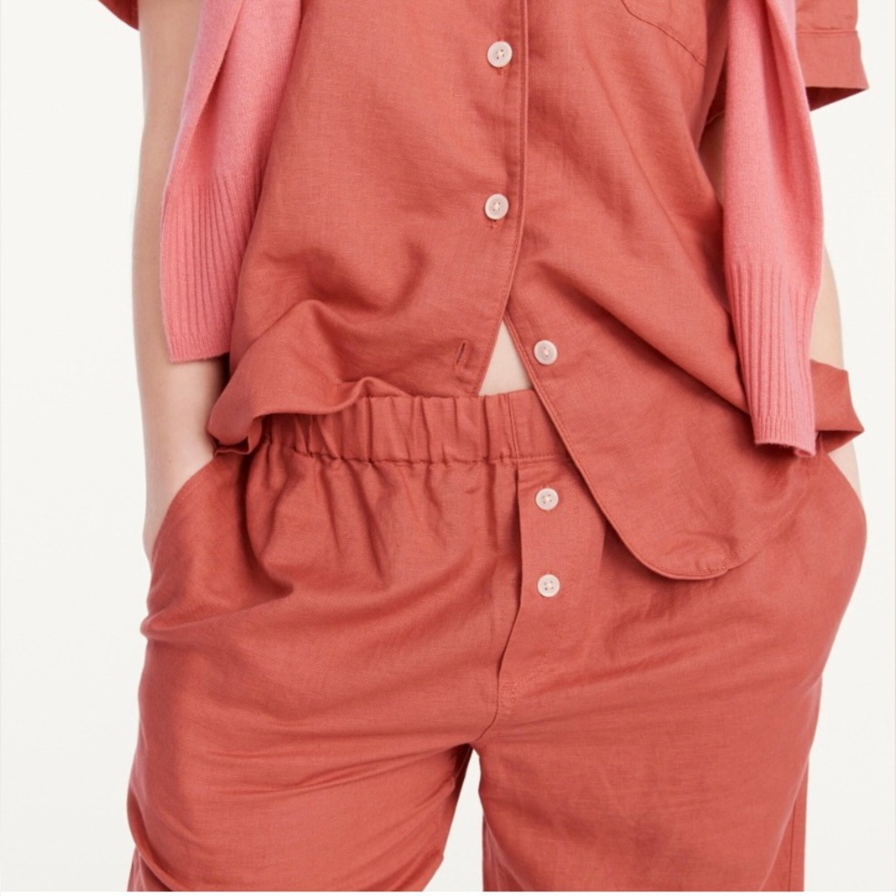 J Crew cotton/linen 2pc Pants & Short Sleeve Top